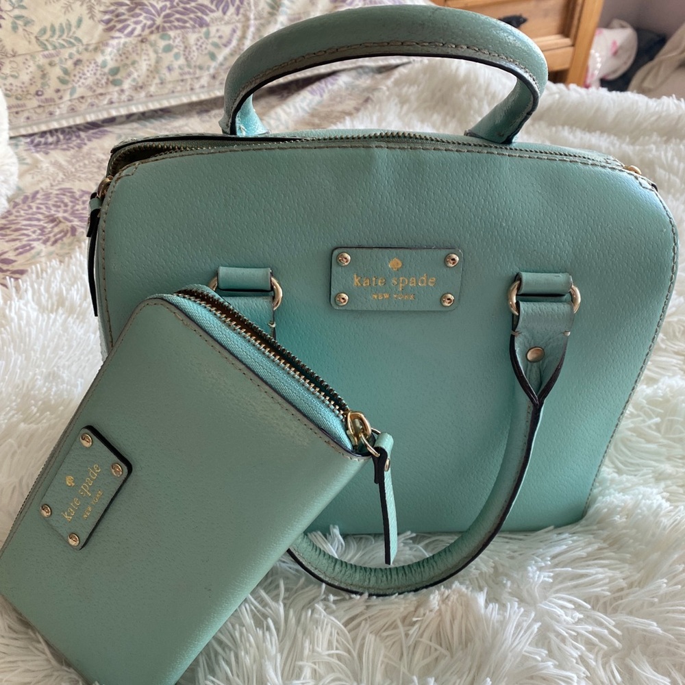 Kate Spade Satchel and Wallet Set Tiffany Blue